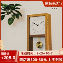Dover home wall clock Japanese retro wooden clock home living room bedroom fashion swing clock hanging wall clock clock