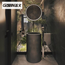 Small apartment black matte integrated floor-standing washbasin wash basin toilet household column Basin