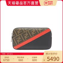 FENDI FENDI Spring Summer black brown red color cowhide leather stitching LOGO mens bag running bag camera bag