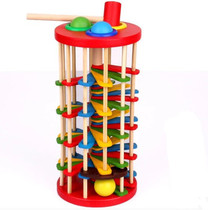 Wooden percussion-strike-playing-knock-ball-fall-ladder childrens baby infant educational ball game toy