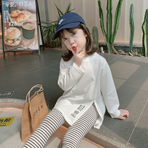 Small pudding childrens clothing 2021 new girls autumn baby long sleeve base shirt childrens T-shirt cotton coat spring and autumn