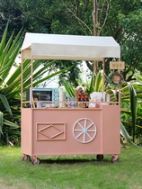 Market Iron Cart Showcase Mobile Snack Booth Stall Create Outdoor Food Car