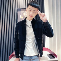 Autumn mens coat mens fashion slim fashion standing collar short jacket spirit boy ruffian handsome motorcycle PU leather jacket