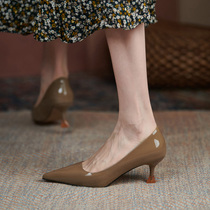 GRACE upper feet super beautiful elegant comfortable temperament high heels patent leather bag head thin heel pointed sandals women 6cm