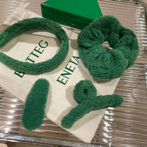 South Korea Dongdaemun New Western Style Green Thickened Lamb Wool Hairpin Clip Hairband Women's Simple Hair Accessories