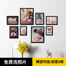 Childrens room wall decoration 8 frame Photo Wall non-hole hanging wall Photo Frame 7 inch wash photo baby photo album hanging picture
