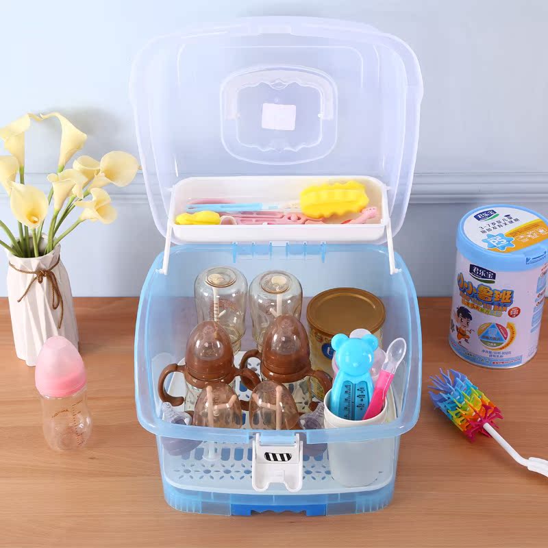 Baby wash bottle special basin with cover Baby baby bottle storage box Baby tableware storage box Large portable