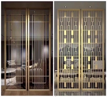 Stainless steel screen partition titanium living room rose gold screen partition wall brushed bronze black titanium metal partition