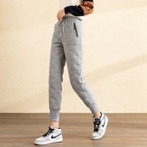 Winter Lady Desert outside wearing thickened down trousers Changbai Mountain Harbin Tourist Warmth Equipment Elastic anti-chill cotton pants