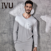 Anlifangs IVU male Modal V-neck long-sleeved pajamas can be worn outside the home top UL0219