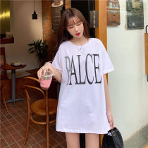 Cotton short-sleeved T-shirt womens loose Korean version of the summer new large version of the long ins tide super fire Harajuku wind top women