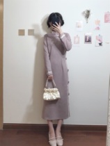 Republic of China gentle wind thickened autumn and winter long purple cheongsam retro elegant daily improvement low split cheongsam women's clothing