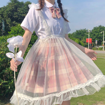Original JK uniform suit grid skirt Genuine full set of girl summer sailor suit Lolita Japanese Lolita genuine brand