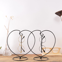 Creative heart-shaped glasses shop display rack display cabinet display hanging iron ink frame shop window decoration props
