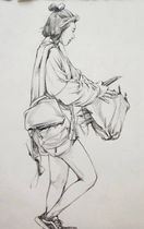 Pure hand-painted generation painting character sketch sketching pen line drawing character single double sketch customization