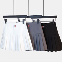 Spring and summer suit material gray pleated skirt A thin and versatile white skirt skirt anti-gown skirt women