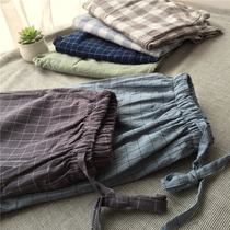Day Department Washed Cotton Mens Pants Home Pants Women Loose Casual All-cotton Youth Shuttle Cotton Fabric Plaid Couples Spring