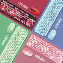 Skyscraper Wireless Keyboard mouse color lipstick cute desktop notebook girl punk keyboard office set