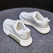 Tide brand inner height-increasing white shoes womens thick-soled leather 2021 new spring Korean version of all-match casual board shoes ins tide