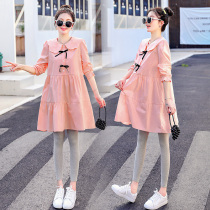 2021 New pregnant women autumn dress long sleeve top cotton maternity dress autumn set fashion spring and autumn