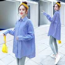 Pregnant women autumn shirt long sleeve autumn maternity spring and autumn shirt set fashion top 2021 New