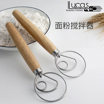 Lucas flour stirring rod egg beater 304 stainless steel coil mixer hand mixer solid wood handle