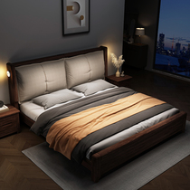 Light extravagant soft bunk bed master bedroom 2 m x 220 double bed modern minimalist storage hupewood solid wood bed New Chinese