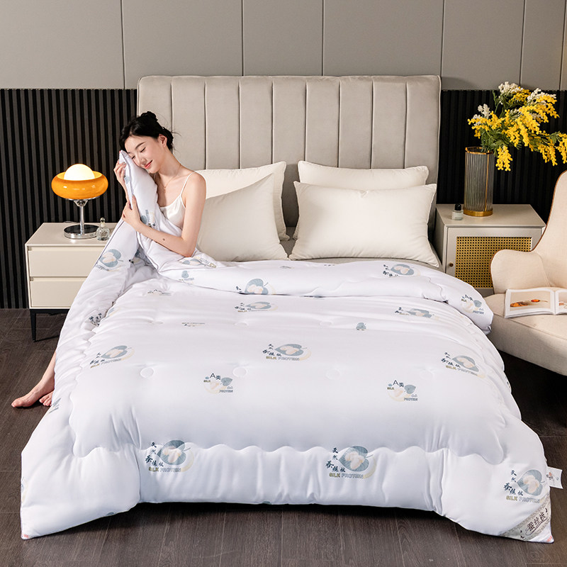 【总】新款黄金蚕丝被春秋被全棉6斤加厚8斤保暖单双人桑蚕丝冬被