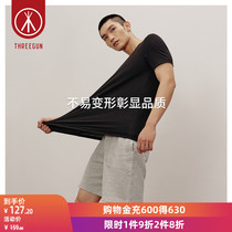 Three gun mens T-shirt 2021 summer new ingenuity series 120 Pia cotton stretch collar short sleeve base shirt