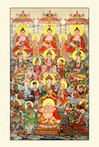 Full hall Buddha All Buddha images Full Buddha images 100 Buddha images Full Hall Buddha images High-definition Bound Dharma Monk Sambo hanging portrait prints