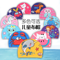 Childrens swimming cap cute cartoon printed cloth cap comfortable ear protection does not pull the head boy and girl swimming cap factory direct sales