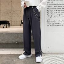 Spring and autumn pants mens vibe trousers with Martin boots straight tube drop feeling high waist pipe casual wide leg pants