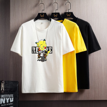 Short sleeve pure cotton t-shirt man 2022 new trends clothes summer tide cards mens clothing casual round collar bottom-shirt blouses