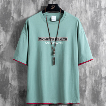 2022 Summer new short sleeve T-shirt mens boomer pure cotton round collar half sleeve teenagers handsome and casual clothes
