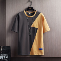 Short Sleeve Pure Cotton T-Shirt Mens Summer Crash Design Brief Wind Clothes Ins loose casual upper clothes 100 hitch