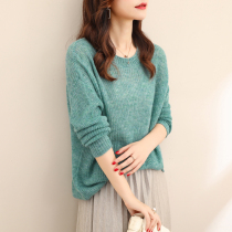 2021 early autumn new round neck sweater women loose wear age reduction foreign style thin sweater bottoming coat autumn