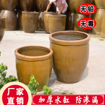 Tile clay old-fashioned ancient method of raising fish tile sauce cylinder Household old-fashioned tile water tank household water storage kitchen large
