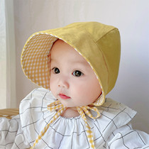 Baby sun hat double-sided wearing cotton big hat brim autumn male and female baby sun hat baby out sun hat
