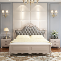 Solid wood bed modern light luxury double bed Master Bedroom 1 5 meters 18 M simple European European soft bag princess bed American wedding bed