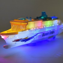 Electric lighting music Universal large luxury cruise ship model ship speedboat childrens electric toys
