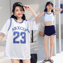 Korean girl swimsuit middle child 12-15-year-old girl Conservative split flat corner 14 girl junior high school student swimsuit 9