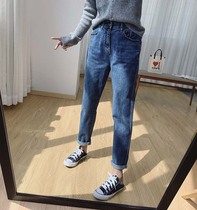 Thick and velvet tapered soft jeans womens autumn and winter high waist Joker pants slim radish pants loose Haren pants