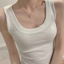 Korean thread inside the suspender top womens 2021 summer new round neck base all-in-one thin anti-light vest