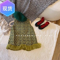 Korean version of summer dress girl dress with dress 2022 new crumbed fresh foreign floral lace sleeveless baby fashion vest dress