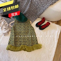 Korean version of summer dress girl dress with dress 2022 new crumbed fresh foreign floral lace sleeveless baby fashion vest dress