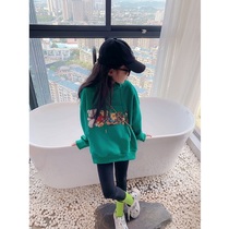 Girls plus velvet 2021 autumn and winter clothes new childrens foreign style in the big children Winter thick net red warm coat