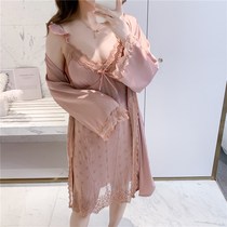 Vimi sexy pajamas female summer silk sweet lace suspender chest pad nightgown spring and autumn private home clothing