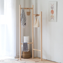 Solid wood corner hangers Nordic wind floor corner falling frame bedroom coat rack save space bag rack clothes rack