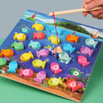 Wooden alphanumeric cognitive early education puzzle magnetic fishing toy Childrens parent-child game 0-4 years old