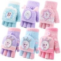 xsr baby gloves winter warm cute girl half finger flap spring and autumn thin ice snow princess